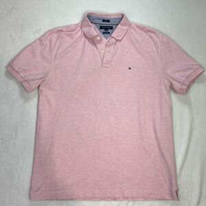 Tommy Hilfiger Men’s Polo Shirt Custom Fit Pink Stretch Short Sleeve Sz XL